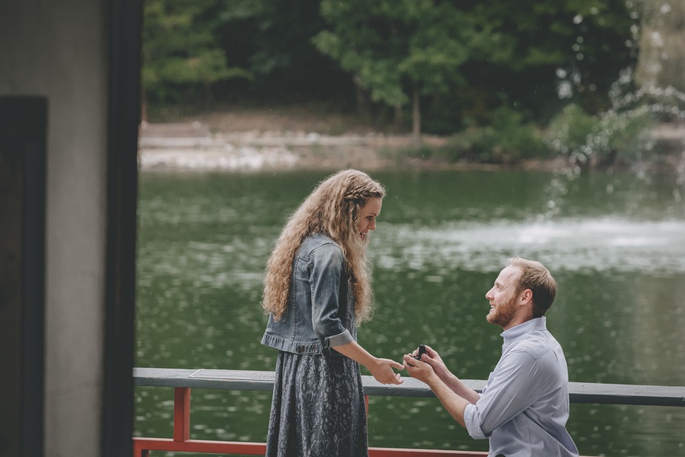Surprise proposal at Rotary Botanical Gardens in Janesville, WI