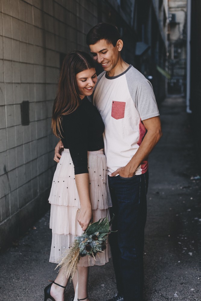 Boho luxe urban engagement session in downtown Rockford, IL by Sara Anne Johnson