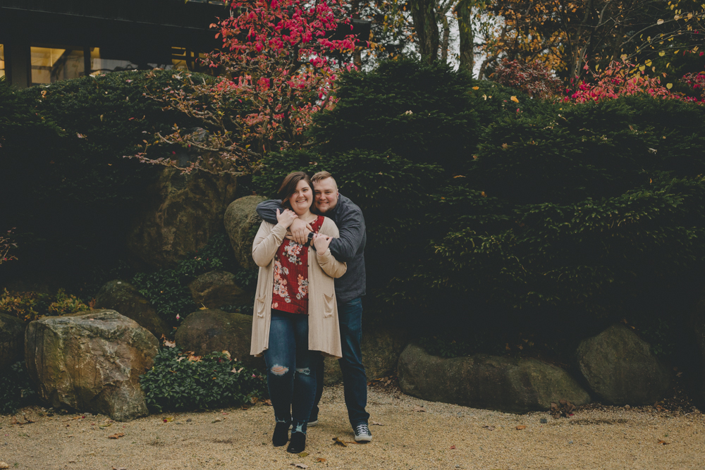 Fall, sunset engagement session with tons of autumn color at Anderson Japanese Gardens in Rockford, IL by Sara Anne Johnson - Photographer