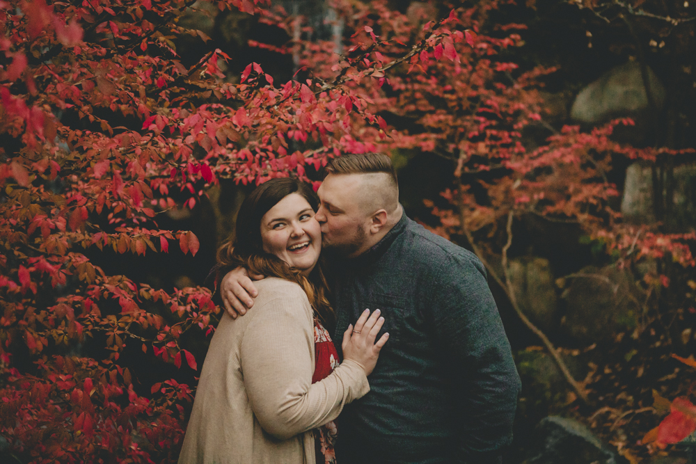 Fall, sunset engagement session with tons of autumn color at Anderson Japanese Gardens in Rockford, IL by Sara Anne Johnson - Photographer