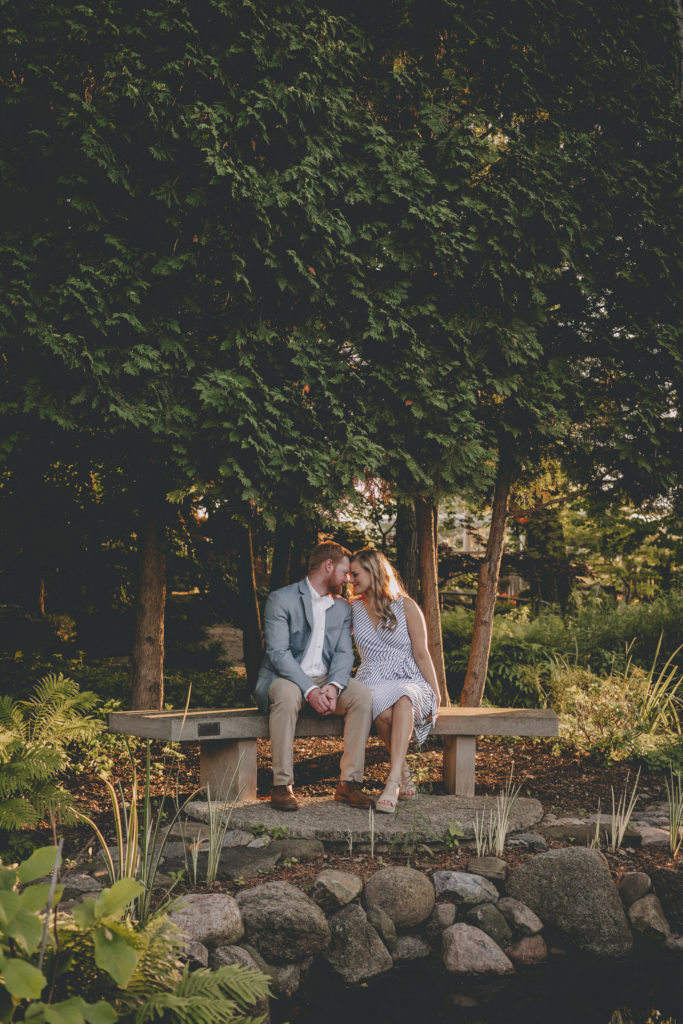 Janesville, WI sunset engagement session at Rotary Botanical Gardens with Breah + Dan by Sara Anne Johnson - Photographer