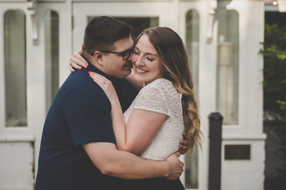 Elmhurst Illinois sunset engagement session at Wilder Park with pink peonies and Jessie + Tee Kay, by Sara Anne Johnson